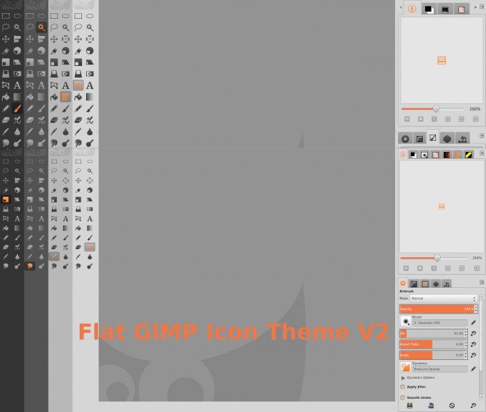 Flat GIMP - wygląd wszystkich styli
