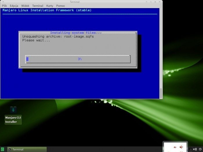 Manjaro Linux - instalacja - kopiowanie plików na dysk