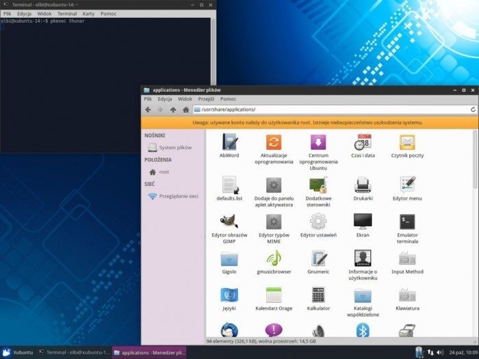 Xubuntu 14.10 - pkexec i Thunar