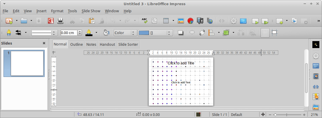 Xubuntu 15.10 Beta - LibreOffice Impress