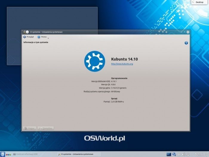 Kubuntu 14.10 - informacje o systemie