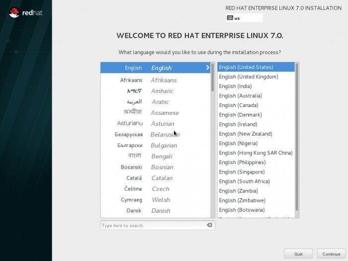 Red Hat Enterprise Linux 7 - instalator - język