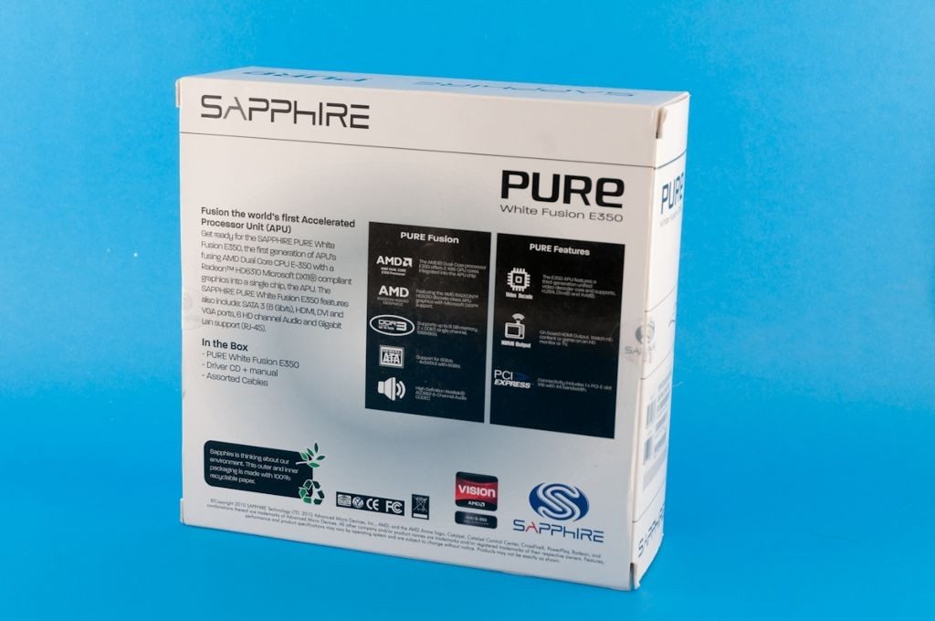 Sapphire Pure White Fusion E350 - pudełko tył