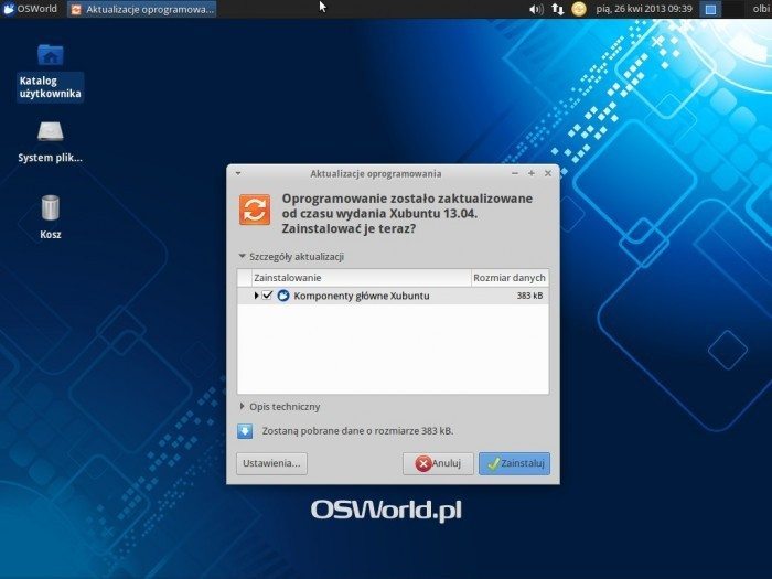 Xubuntu 13.04 - aktualizacja oprogramowania