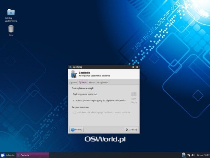 Xubuntu 14.10 - Zasilanie - System