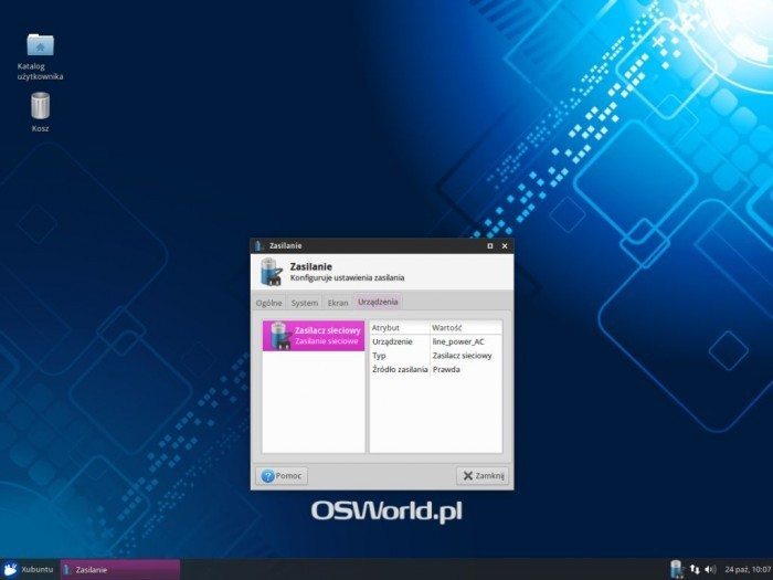 Xubuntu 14.10 - Zasilanie - Urządzenia