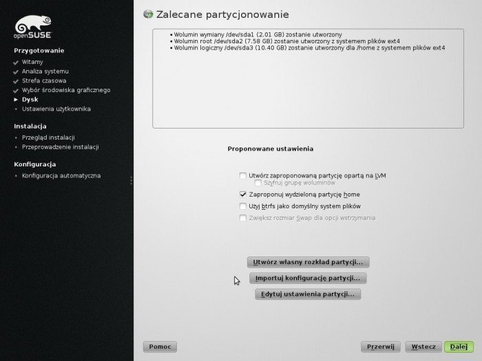 openSUSE 13.1 - instalator partycjonowanie