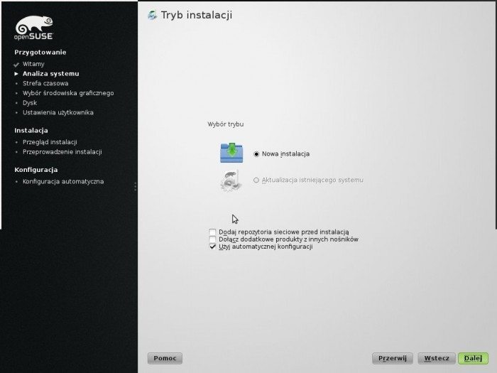 openSUSE 13.1 - instalator tryb instalacji
